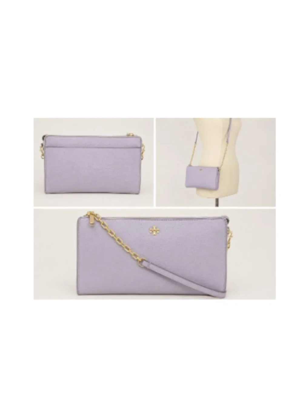 Tory Burch Pebbled Leather Compact Crossbody Bag – Soft Lavender/Lilac